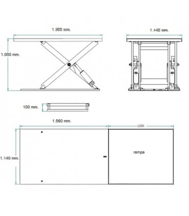 Mesa elevadora eléctrica extraplana 2.000 kg