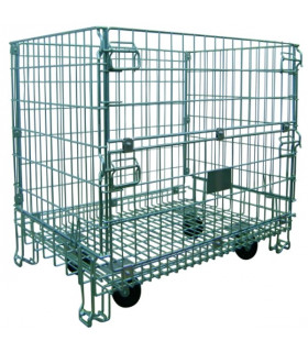Cestón plegable de reja con ruedas