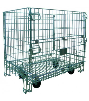 Cestón plegable de reja con ruedas