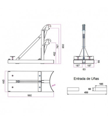 Implemento carretilla para 1 bidón