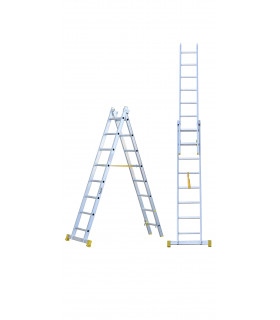Escalera de aluminio transformable de 2 tramos