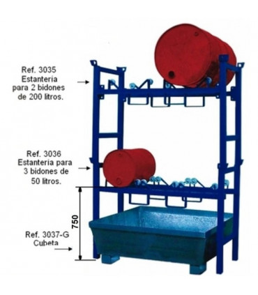 Estantería 2 bidones 250 lts