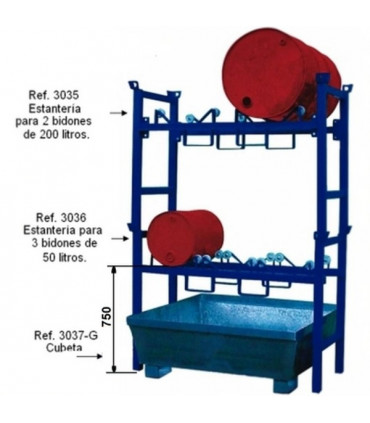Estantería 3 bidones 60 lts