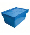 Caja de plástico apilable y encajable Norma Europa con tapa integrada 600x400x240h