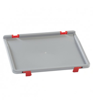 Tapa de plástico con 2 clips de cierre y 2 bisagras para cajas 400x300 | Dim.: 400x300x25h mm.