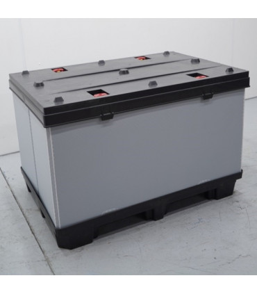 Contenedor plástico plegable con tapa