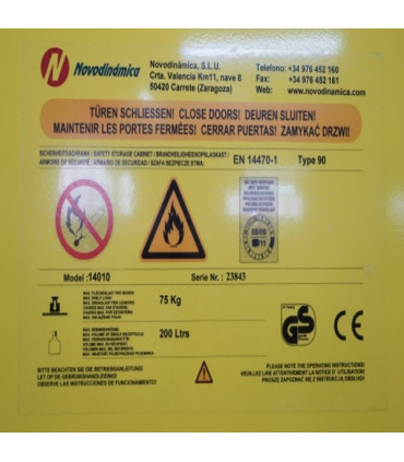Armario ignífugo líquidos inflamables 1.200 x 600 x 1.950 mm