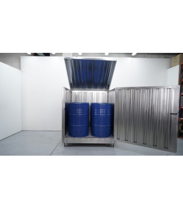 Caseta galvanizada para 4 bidones