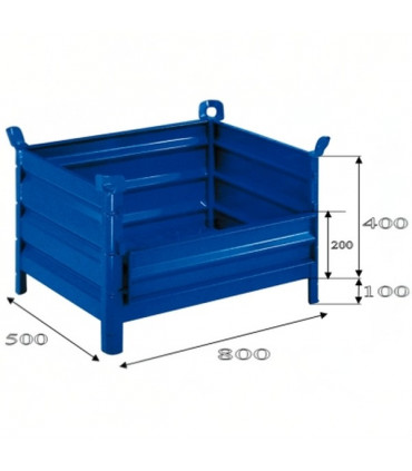 Cestón chapa 800 x 500 mm lateral abatible