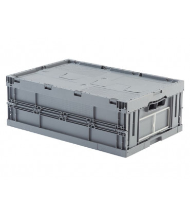 Caja de plástico plegable y apilable con tapa Norma Europa 600x400x223h
