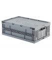 Caja de plástico plegable y apilable con tapa Norma Europa 600x400x223h. Pack de 10 unidades