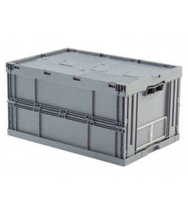 Caja de plástico plegable y apilable con tapa Norma Europa 600x400x320h