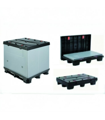 Contenedor plástico plegable con tapa