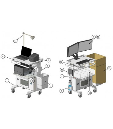 Estación de trabajo móvil con fuente de alimentación independiente