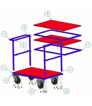 Mesa rodante 3 baldas 910 x 610 mm