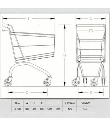 Carro supermercado 180 lts