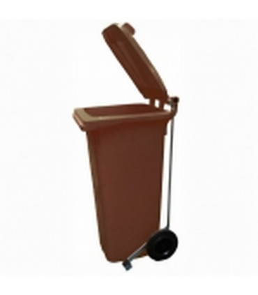 Cubo basura marrón 80 lts con pedal