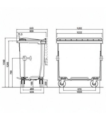 Contenedor basura verde 800 lts