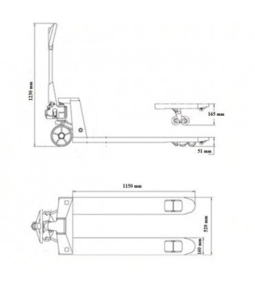 Transpaleta extraplana alto 51 mm