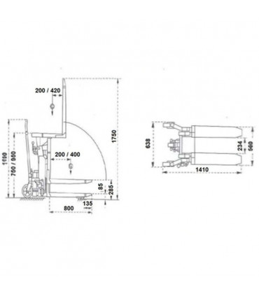 Transpaleta volcadora a batería