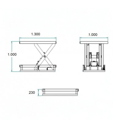 Mesa elevadora eléctrica 2.000 kg.