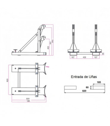 Implemento carretilla para 2 bidones