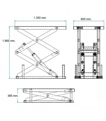 Mesa elevadora eléctrica 2.000 kg. plataforma 1350 x 800