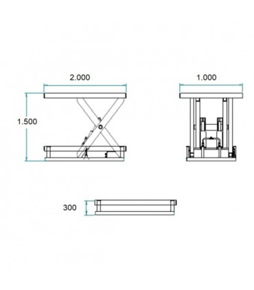 Mesa elevadora eléctrica 4.000 kg. plataforma 2000 x 1000