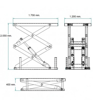 Mesa elevadora eléctrica 3.000 kg. plataforma 2000 x 1000