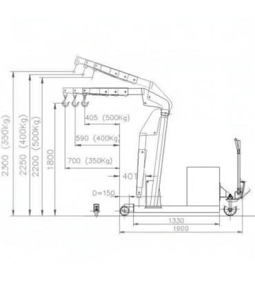 Grúa contrapesada 500 kg.