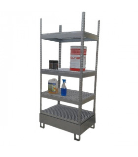 Estantería galvanizada de rejilla con cubeta retención