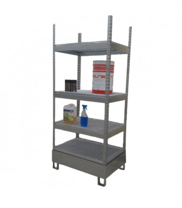 Estantería galvanizada de rejilla con cubeta retención