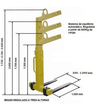 Portapalet regulable en altura y uñas móviles, 5.000 kg