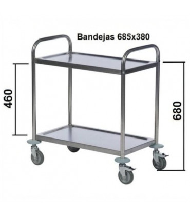 Carro 2 bandejas inox. 710 x 400 mm