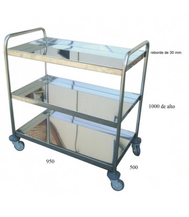 Carro 3 bandejas inox. 950 x 590 mm